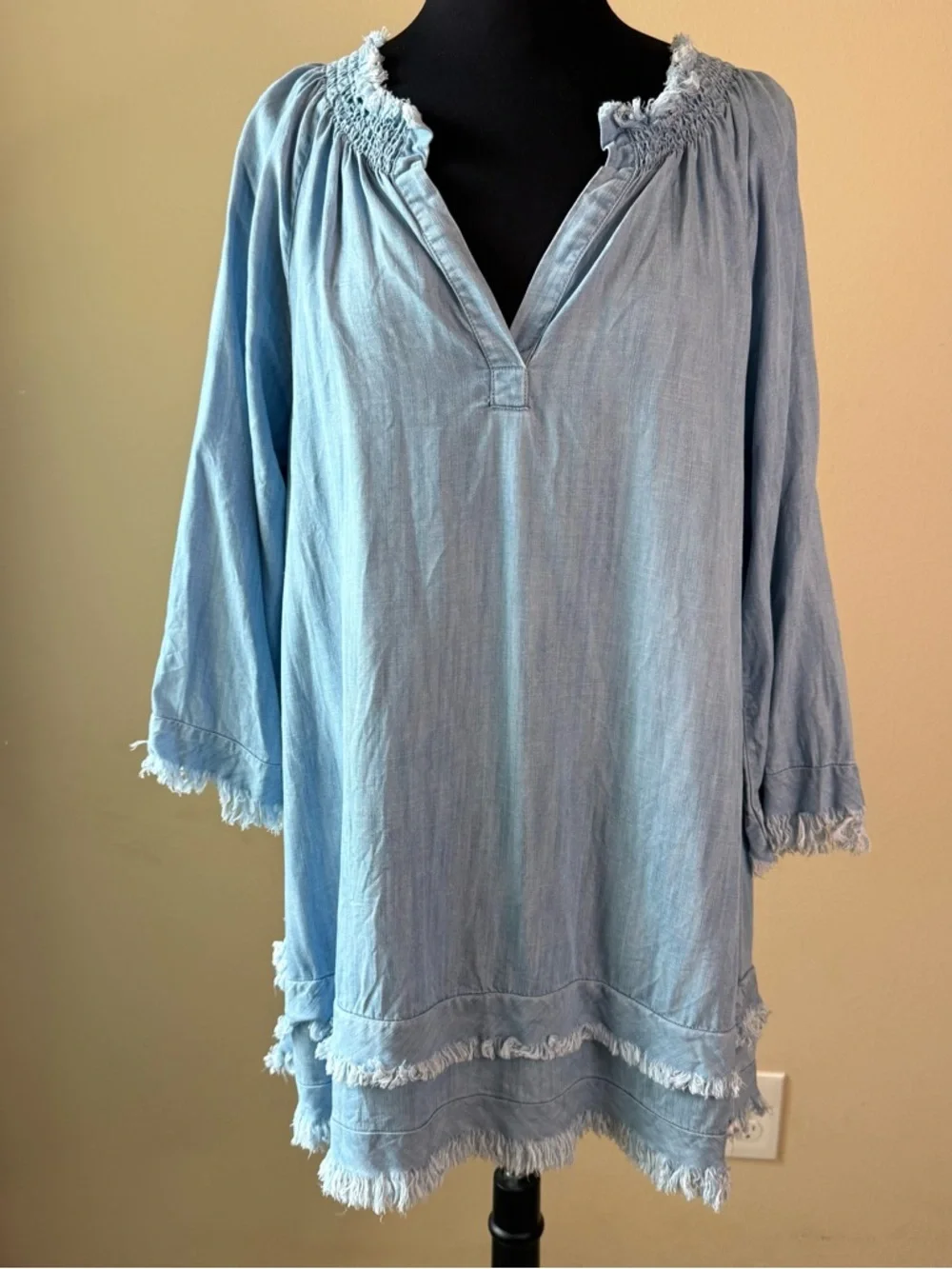 APNY Tencel Chambray Dress Size Large Blue - Picture 13 of 13